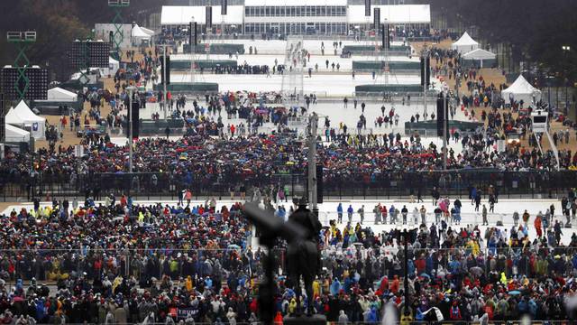 Spectators gather for the inauguration ceremonies swearing in Donald Trump as the 45th president of the United States on the West front of the U.S. Capitol in Washington