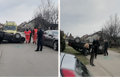 Auto se prevrnuo na krov u Županji: 'Izgledalo je kao da je pao s neba. Vozaču je pozlilo'