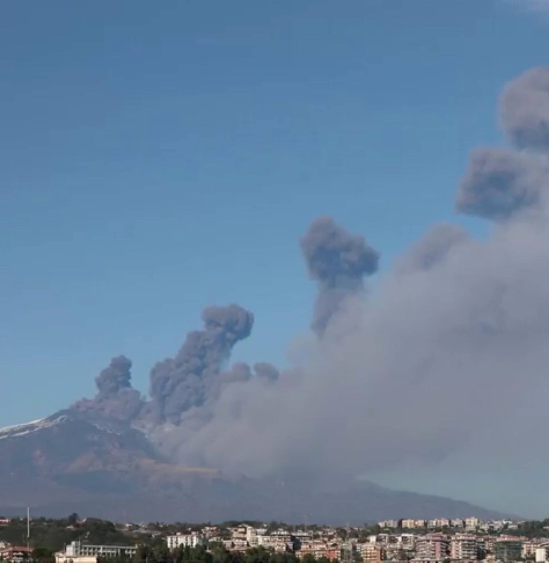 Italy's Mount Etna spews the ash and smoke in Sicily