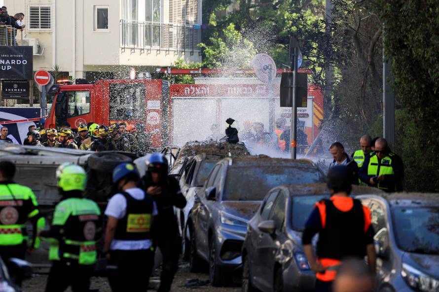 Aftermath of Iranian missile barrages in central Israel