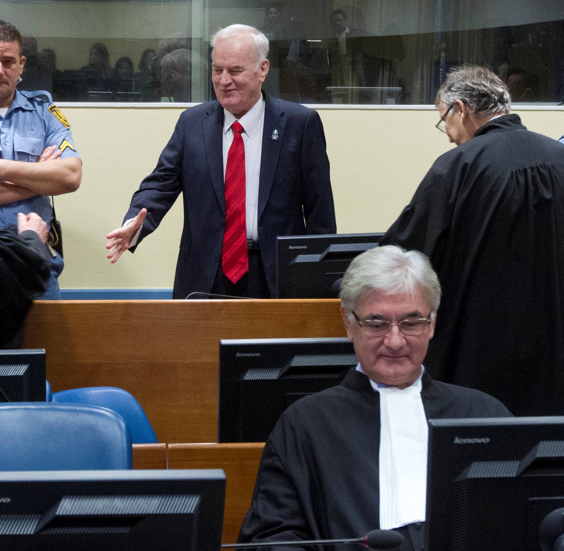 Ex-Bosnian Serb wartime general Ratko Mladic appears in court at the International Criminal Tribunal for the former Yugoslavia in the Hague