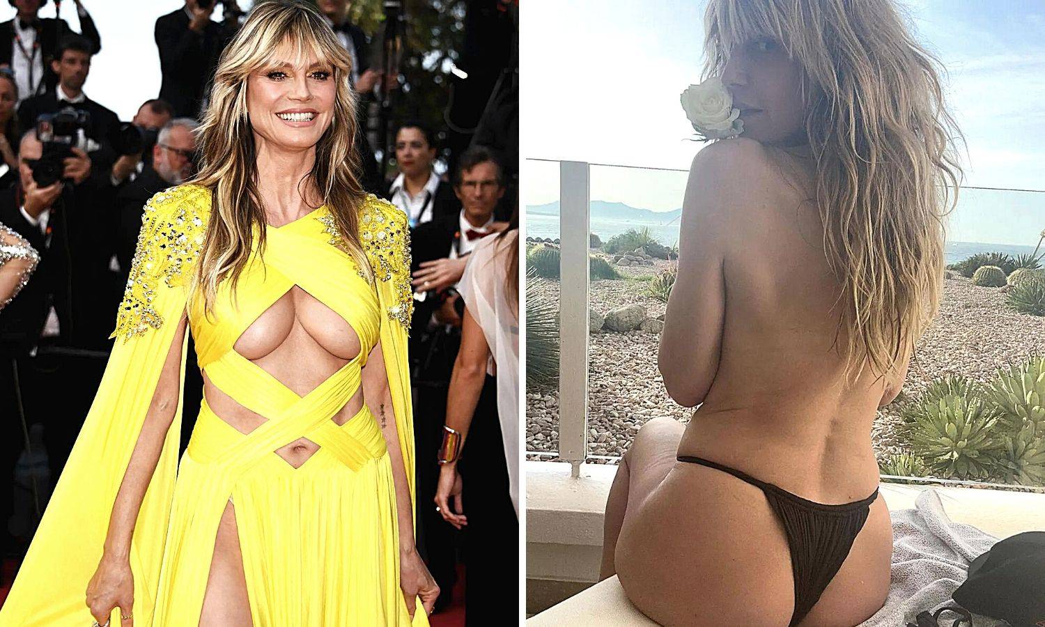 Heidi Klum skinula žutu haljinu i fotkala se u tangama i toplesu