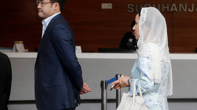 Nooryana Najwa Najib and her husband Daniyar Nazarbayev, accompanies her mother Rosmah Mansor, the wife of former Malaysian prime minister Najib Razak, to the Malaysian Anti-Corruption Commission (MACC) headquarters in Putrajaya