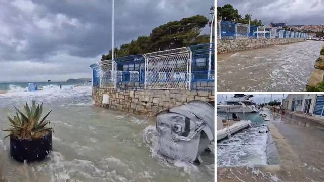 VIDEO Olujno jugo hara Splitom i radi štetu: Pogledajte kako se izlilo more, nosi kontejnere...