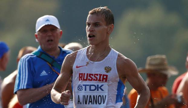 FILE PHOTO: Ivanov of Russia competes in the men's 20 km race walk final during the IAAF World Athletics Championships in Moscow