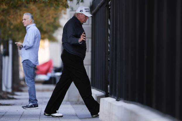 U.S President Donald Trump returns to the White House after news media declared Democratic U.S. presidential nominee Joe Biden to be the winner of the 2020 U.S. presidential election, in Washington