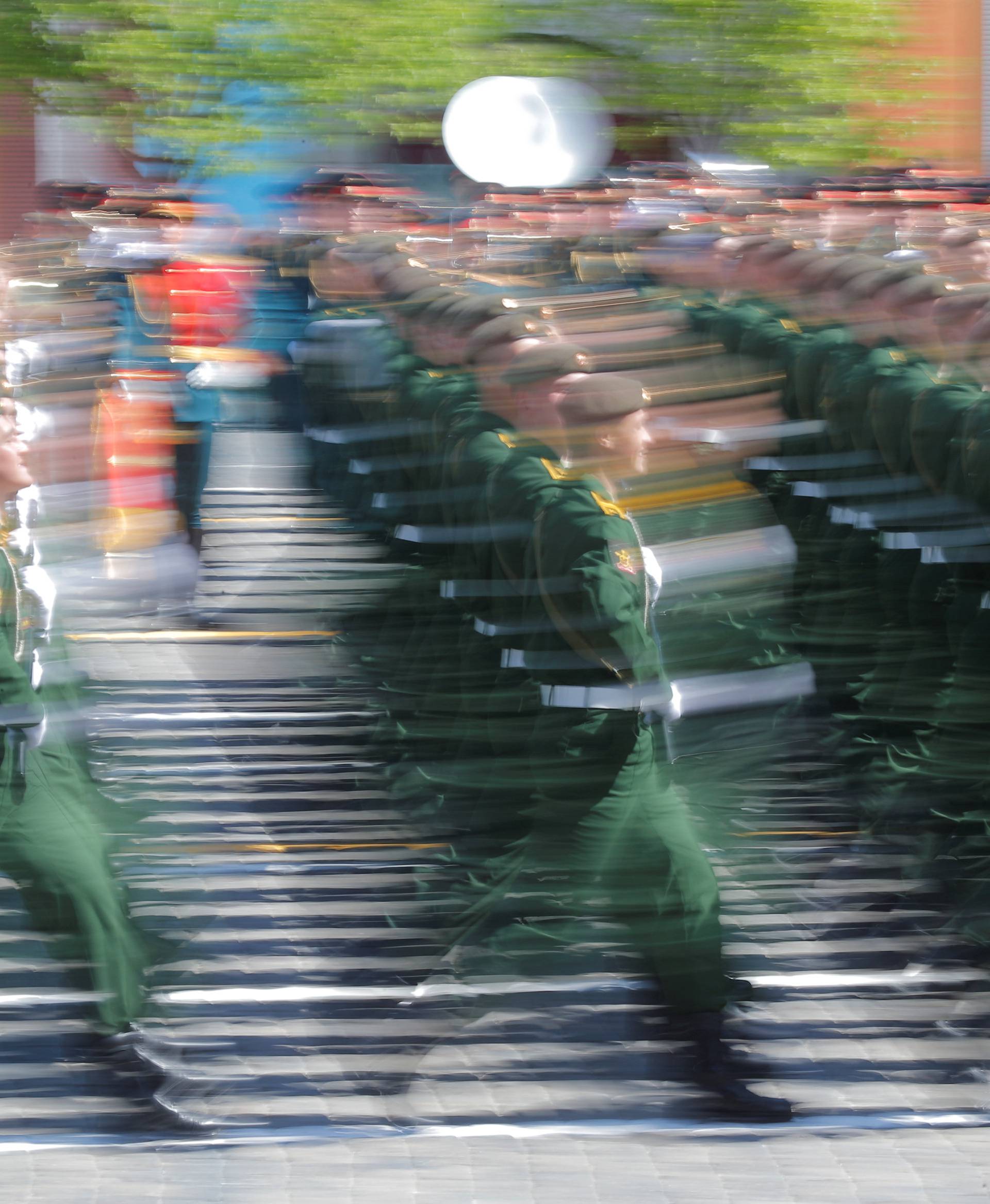 Russian servicemen attend the Victory Day parade at Red Square in Moscow