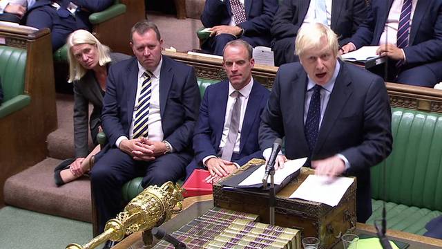 British Prime Minister Boris Johnson speaks in Parliament in London