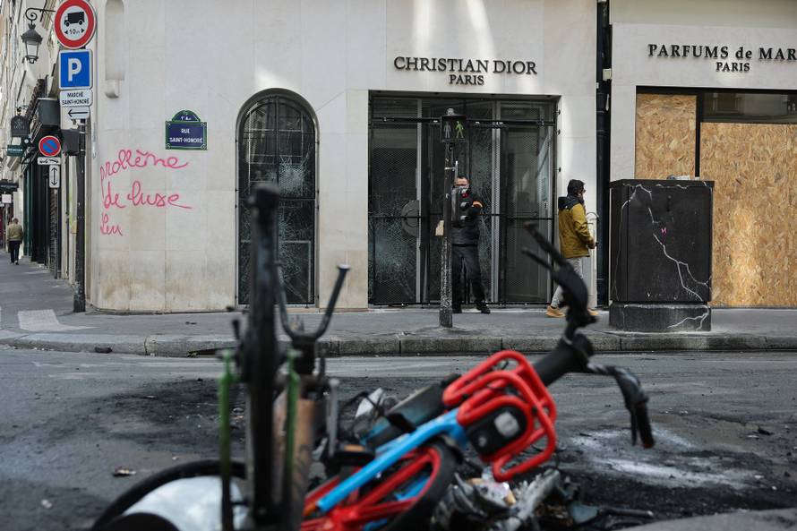Aftermath of clashes during a national day of protests against the cost of living and rising fuel prices, in Paris