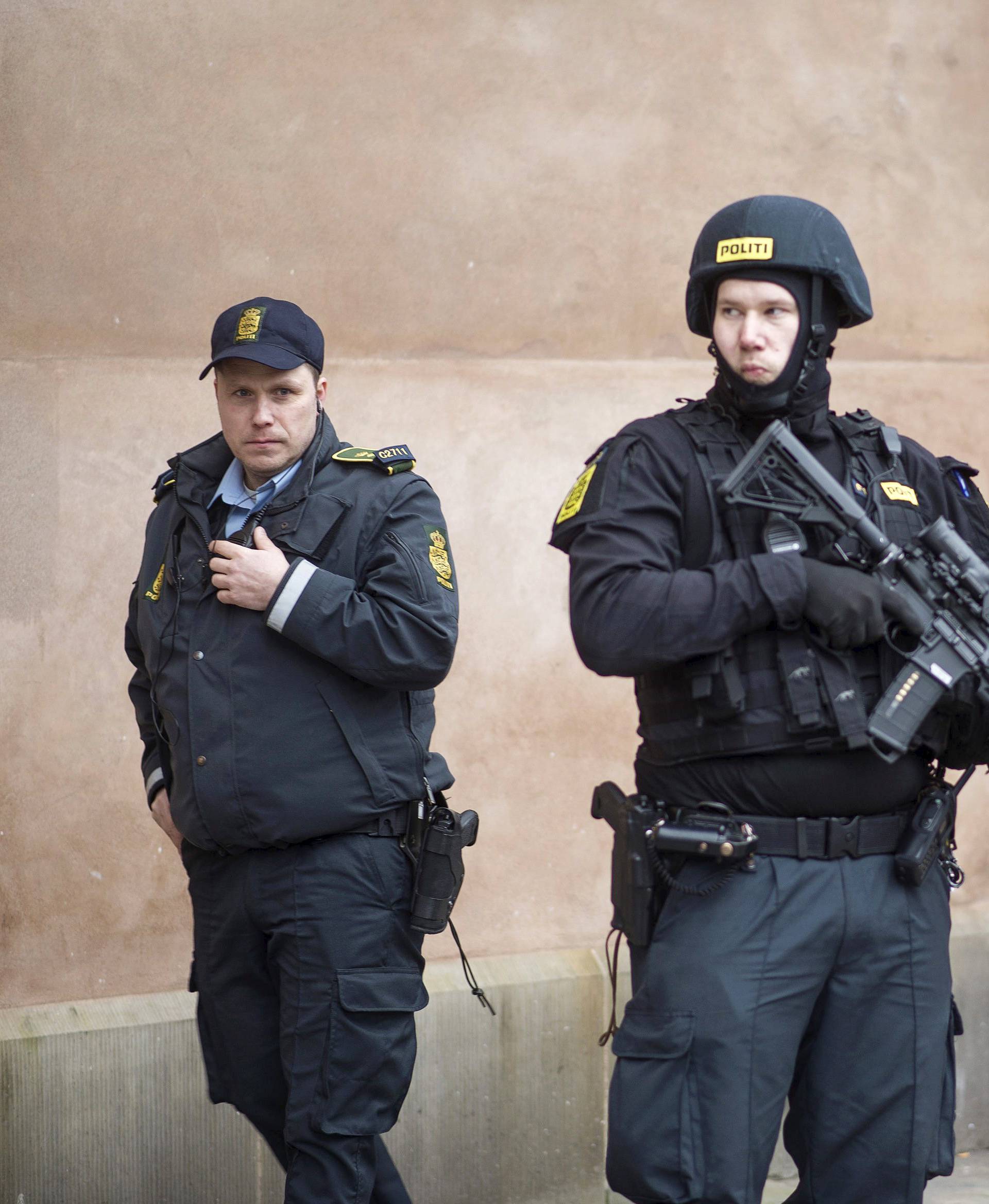 File photo shows Danish police standing guard in Copenhagen