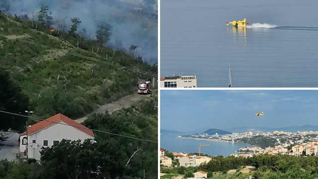 VIDEO Kanader gasi požar kod Žrnovnice: 'Vatra je u vojnom objektu, u minskom području'