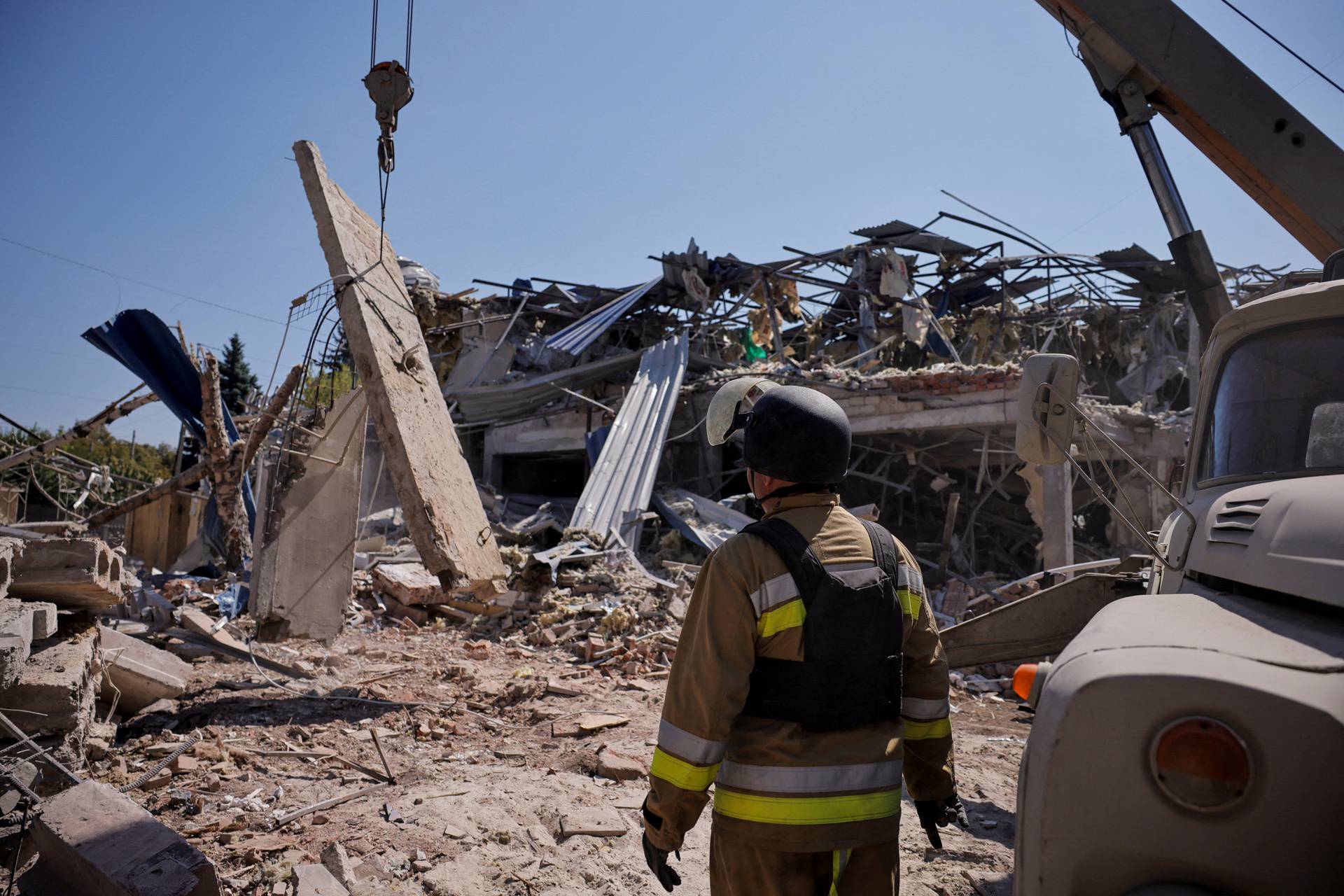 Aftermath of a missile strike that hit hotel in Kramatorsk