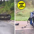 VIDEO Krš i lom na A1: Auto smrskan završio na boku