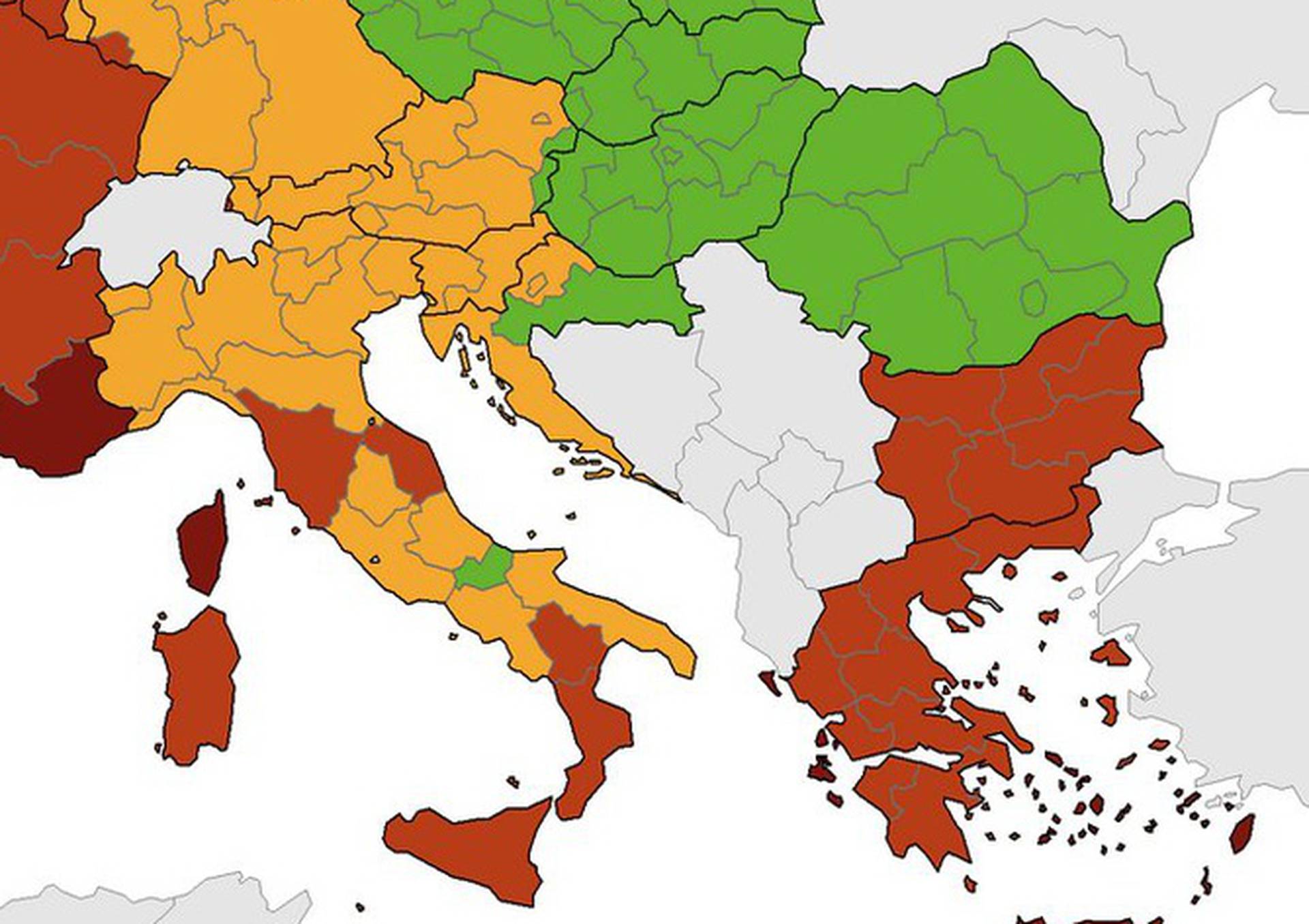 Nova korona karta: Hrvatska je u narančastom, Zagreb nije u crvenom,  Slavonija je zelena