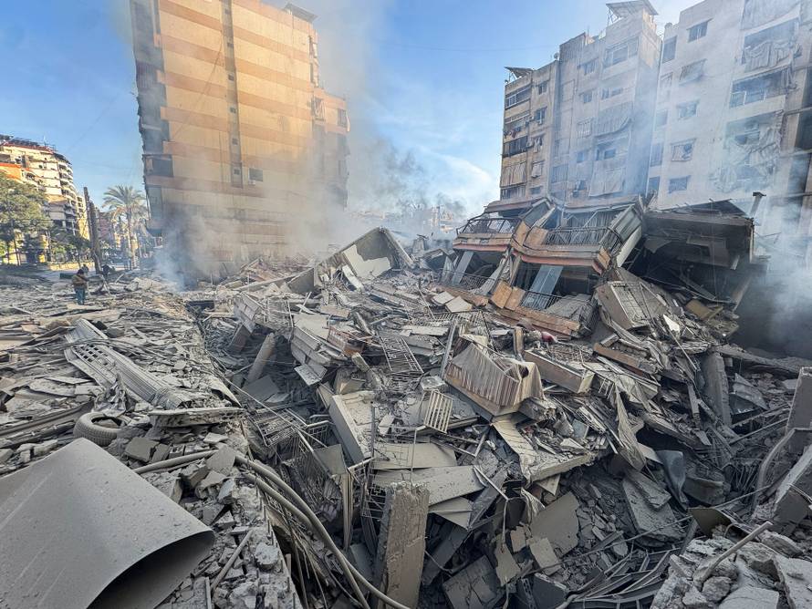 A view of a damaged building after an Israeli strike, following renewed hostilities between Hezbollah and Israel amid the U.S.-Israeli conflict with Iran