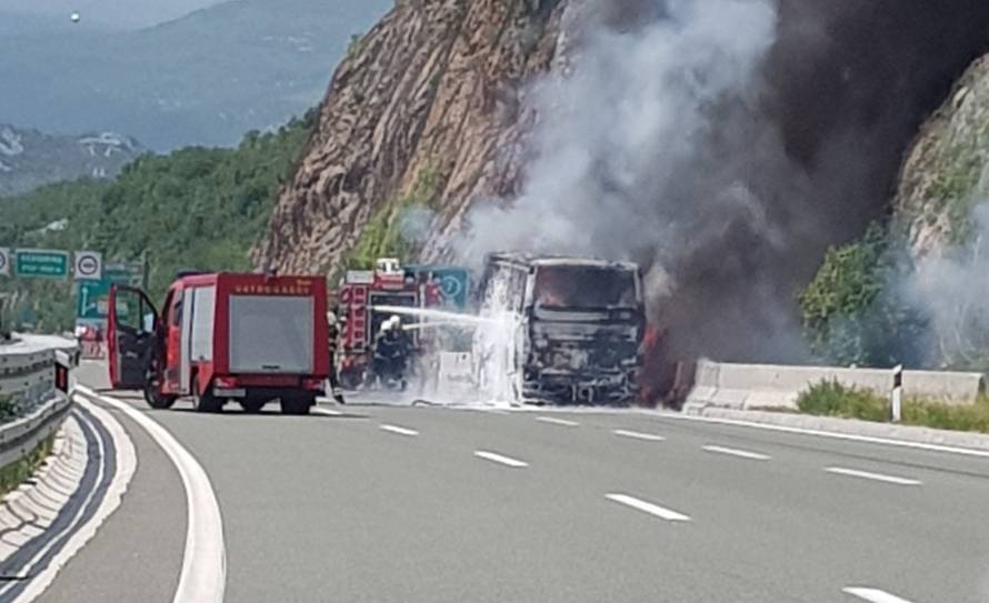 Video: Autobus je izgorio kod Rijeke, požar se širio i na šumu