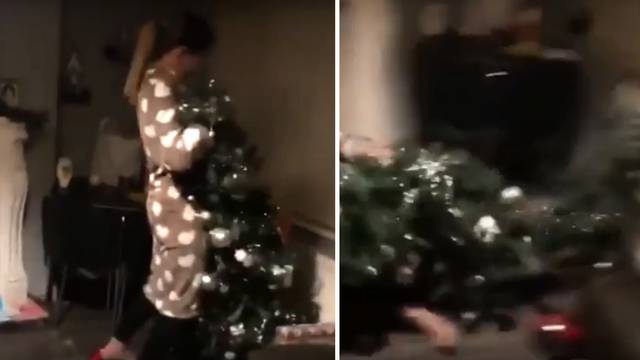 Pala s hoverboarda i srušila božićno drvce