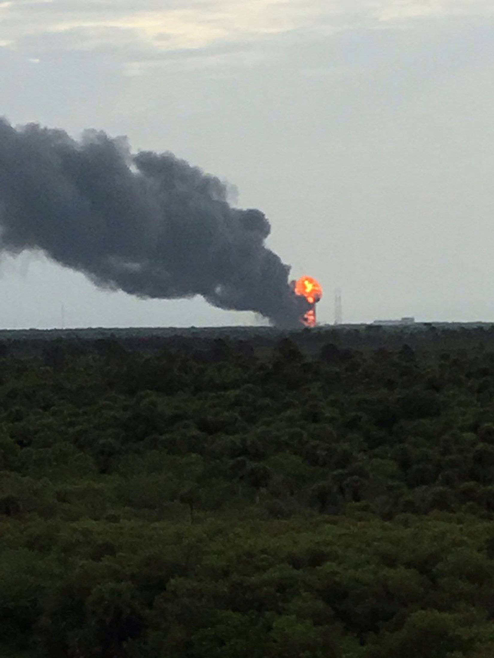 Handout of an explosion on the launch site of a SpaceX Falcon 9 rocket is shown in Cape Canaveral