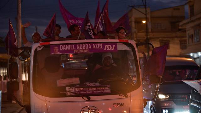 Ecuadorean presidential candidate Daniel Noboa attends a caravan rally, in Guayaquil