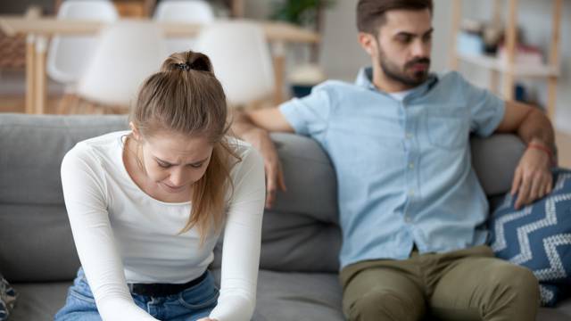 Unhappy married couple after cheating at home