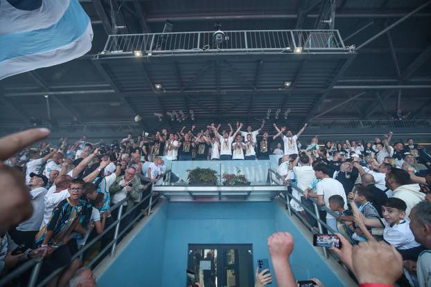 HNK Rijeka players, Croatian champions, raised their cup
