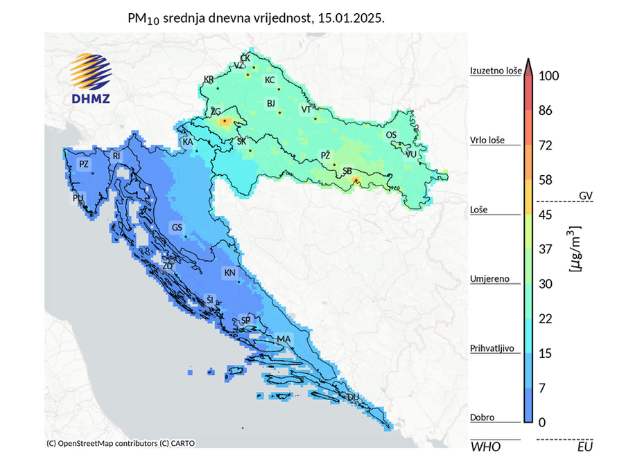 Građani će od sada moći vidjeti i kvalitetu zraka u Hrvatskoj: Evo što nas čeka u iduća tri dana