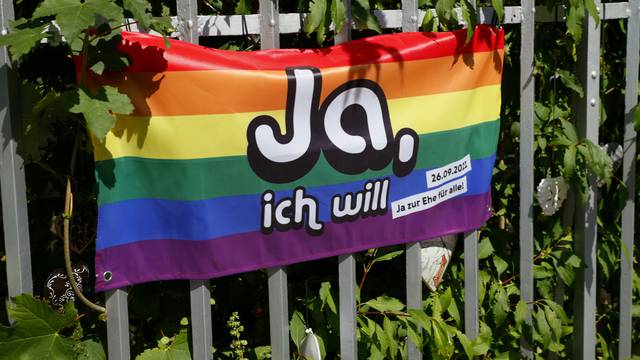FILE PHOTO: A flag is pictured ahead of a vote on same-sex marriage in Bern