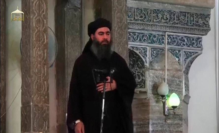 FILE PHOTO: Still image taken from video of a man purported to be the reclusive leader of the militant Islamic State Abu Bakr al-Baghdadi making what would be his first public appearance at a mosque in Mosul