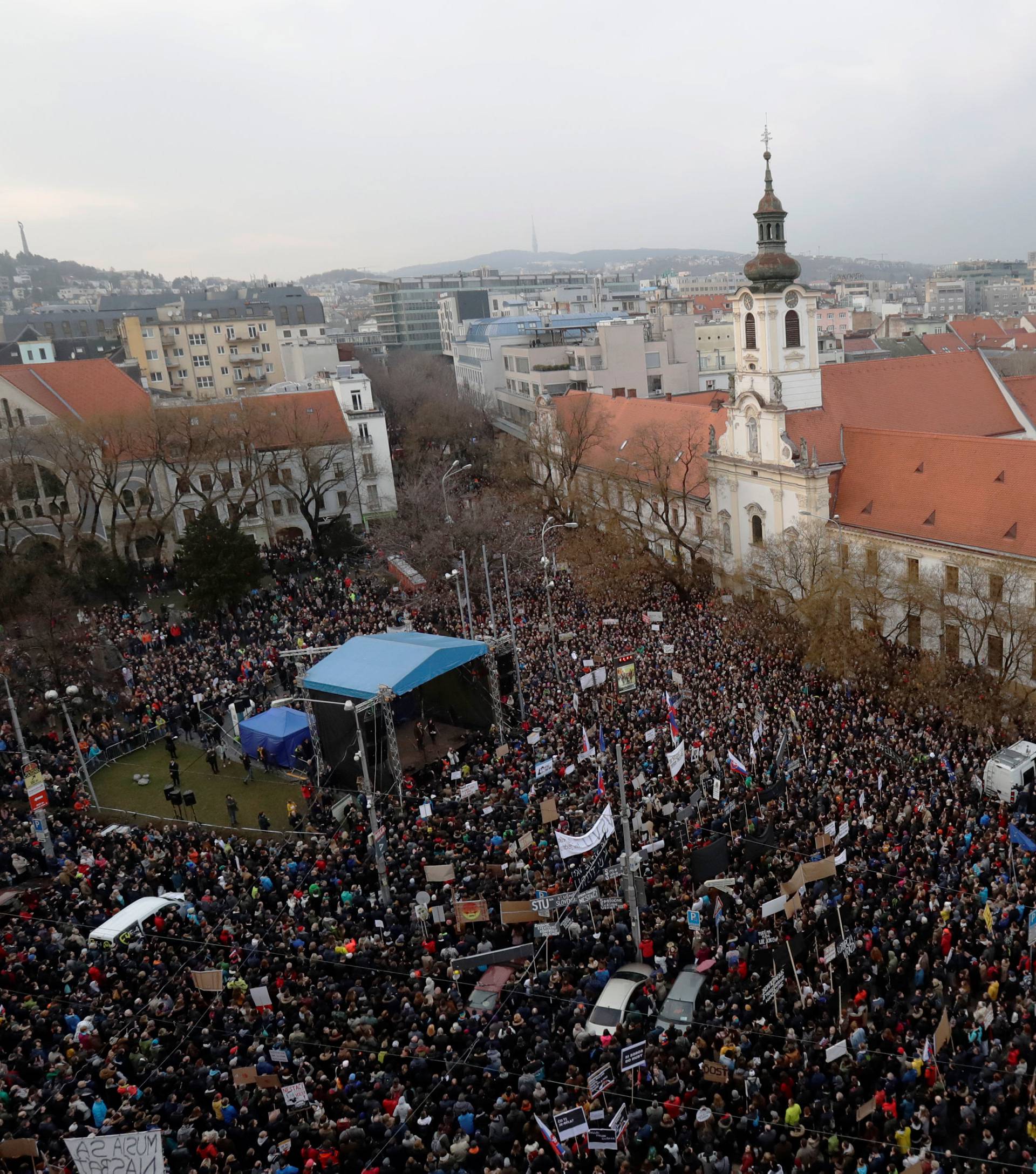 Rally in reaction to the murder of Slovak investigative reporter Jan Kuciak is held in Bratislava