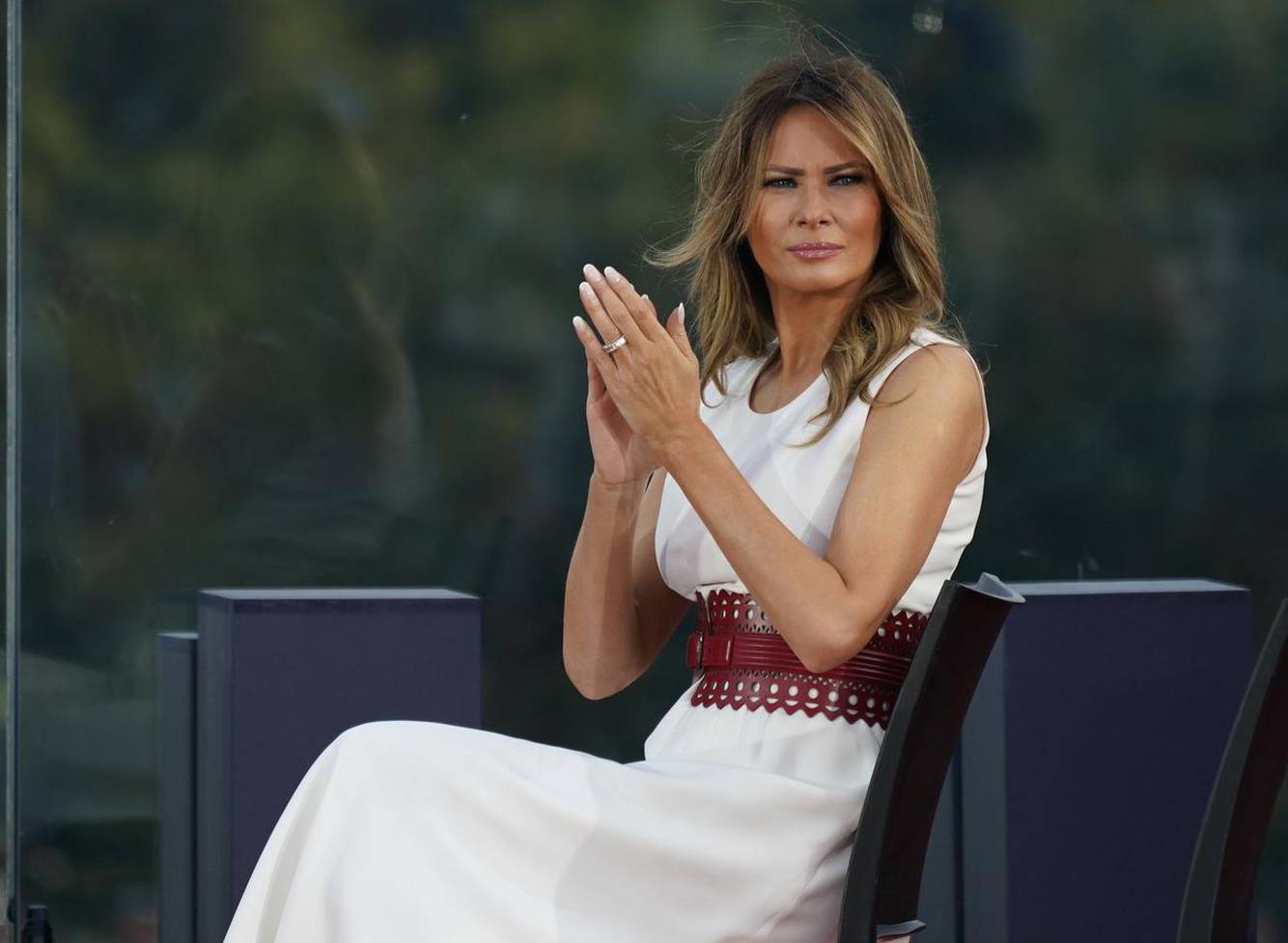 President Donald Trump and First lady Melania Trump participate in the 2020 Salute to America