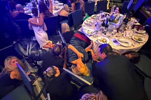U.S. President Donald Trump and first lady Melania Trump rushed out of the White House Correspondents' Association dinner