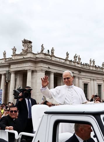 Pope Leo XIV holds his first general audience in St. Peter's Square at the Vatican