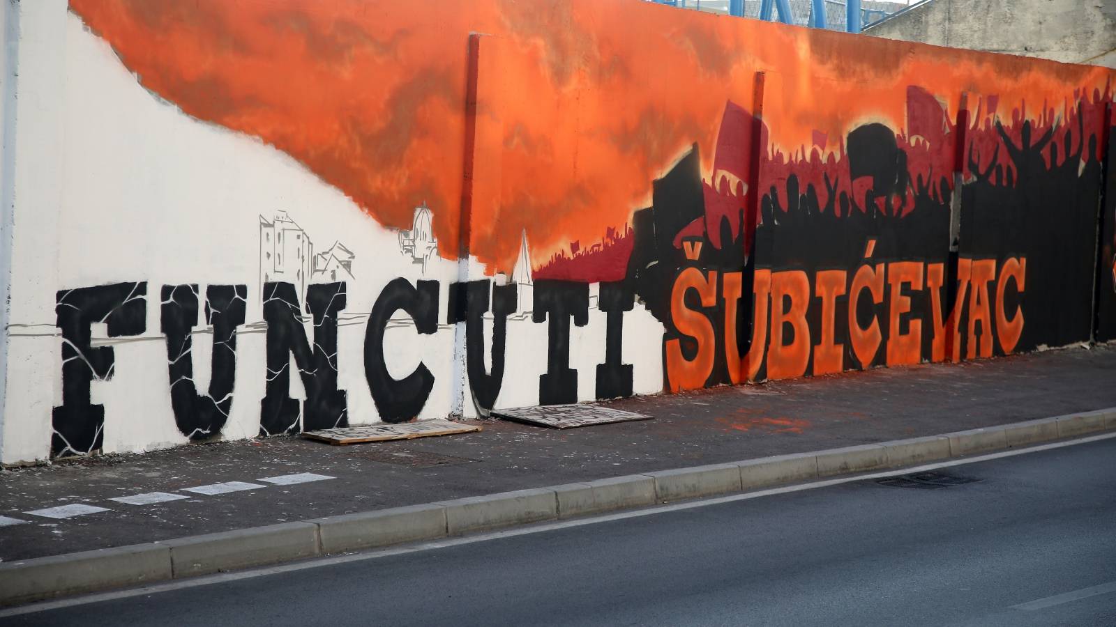 Šibenik: Mural Funcuta na zidu stadiona na Šubićevcu