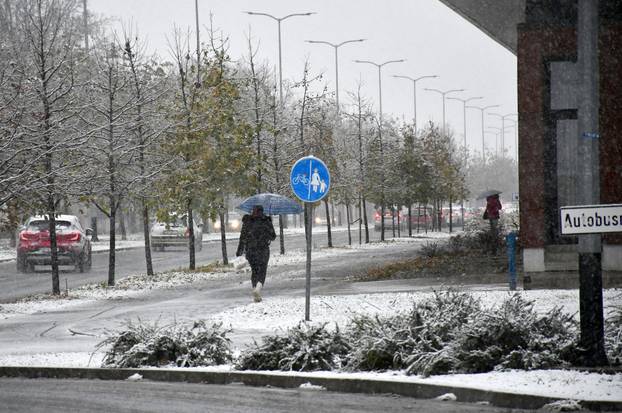 Slavonski Brod: Gusti snijeg stvara probleme i zastoje u prometu