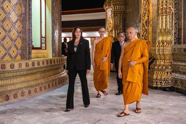 U.S. Vice President Kamala Harris visits Wat Ratchabophit temple in Bangkok