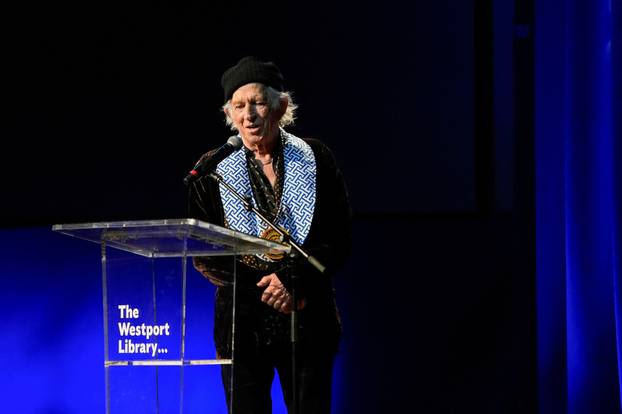 Rolling Stones guitarist and songwriter Keith Richards presented with award, in Westport