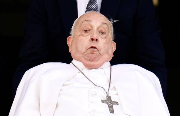 Pope Francis' first public appearance in five weeks on the day of his discharge from Gemelli Hospital, in Rome