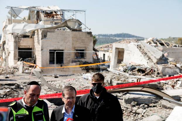 The site on the day after a fatal Iranian missile strike, amid the U.S.-Israel conflict with Iran, in Beit Shemesh