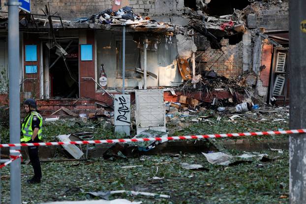 Aftermath of a Russian drone and missile attack in Kyiv