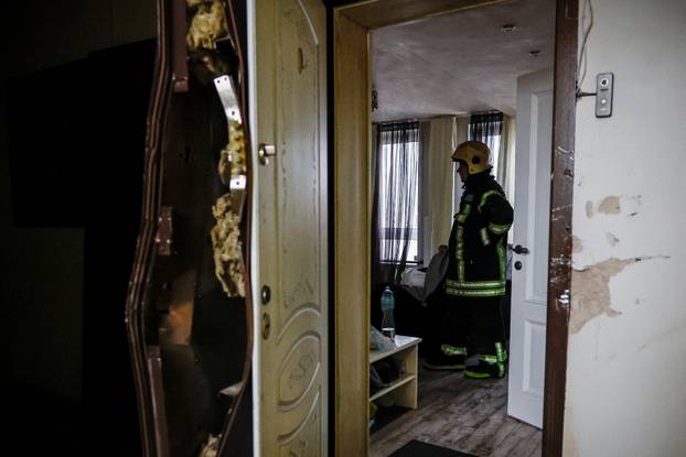 Aftermath of a Russian drone attack in Kyiv region