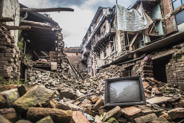 Rrënojat, Nga, të shembura, Ndërtesa, Posta, Tërmeti, Nga, Nepal, 2015