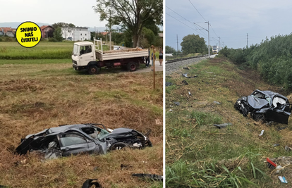 VIDEO Užas u Novom Zagrebu: Vlak naletio na auto, ozlijeđen je jedan čovjek. Auto smrskan