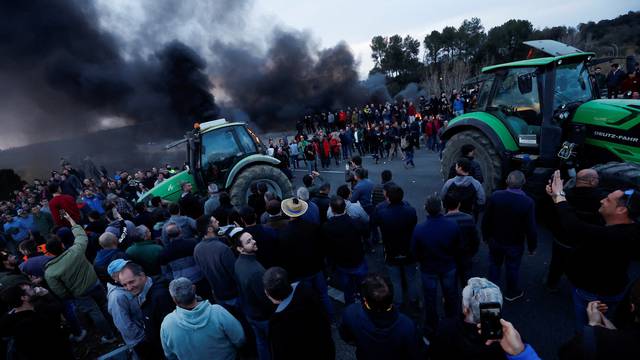 FILE PHOTO: Spanish farmers' protests against rising costs, green rules, near Girona