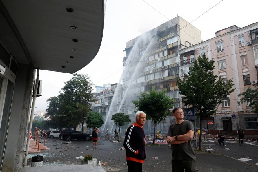 Aftermath of a Russian drone and missile attack in Kyiv