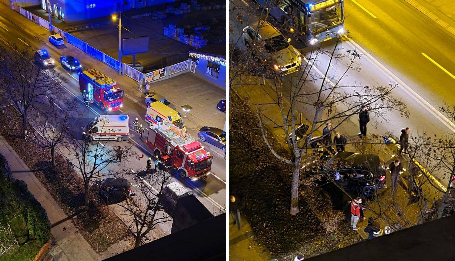 Krš i lom u Zagrebu: U sudaru dva automobila najmanje troje ozlijeđenih. Izbili čak 17 stupića