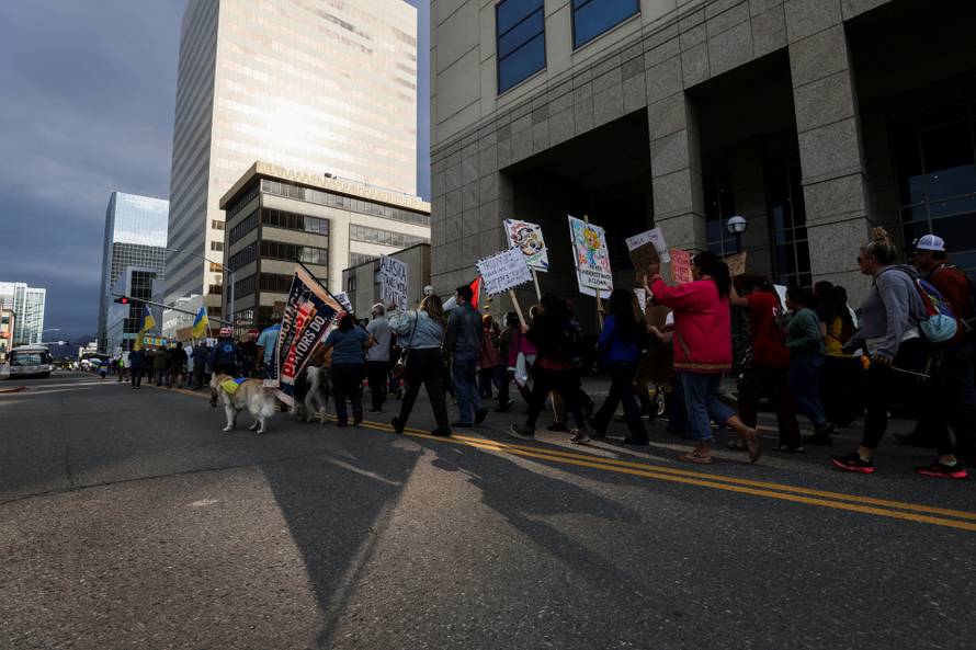Protests in Anchorage, Alaska after Trump-Putin meeting.