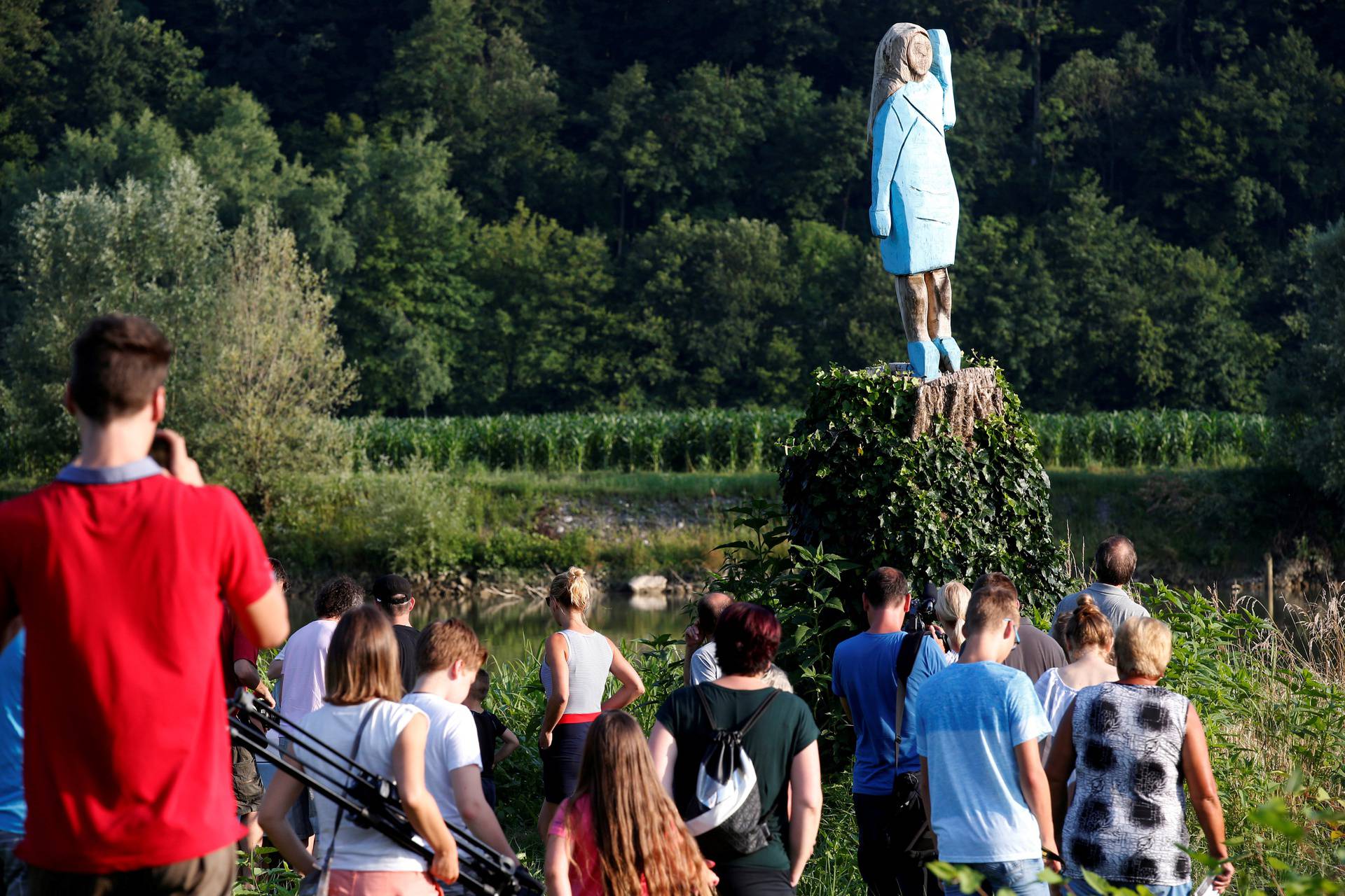 FILE PHOTO: Life-size wooden sculpture of U.S. first lady Melania Trump is officially unveiled in Rozno, near her hometown of Sevnica