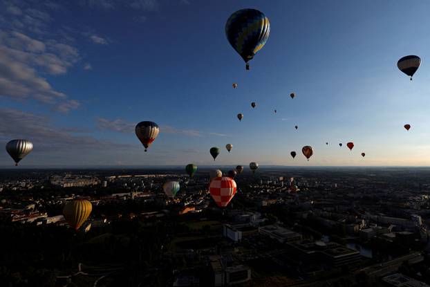 Hot air balloon fiesta above Hradec Kralove city