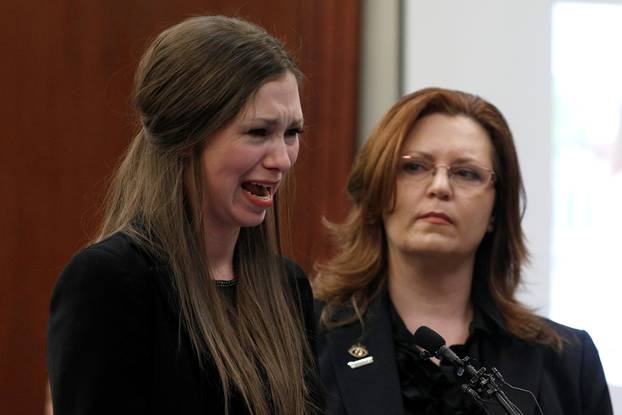 Victim Jessica Smith speaks at the sentencing hearing for Larry Nassar, a former team USA Gymnastics doctor who pleaded guilty in November 2017 to sexual assault charges, in Lansing