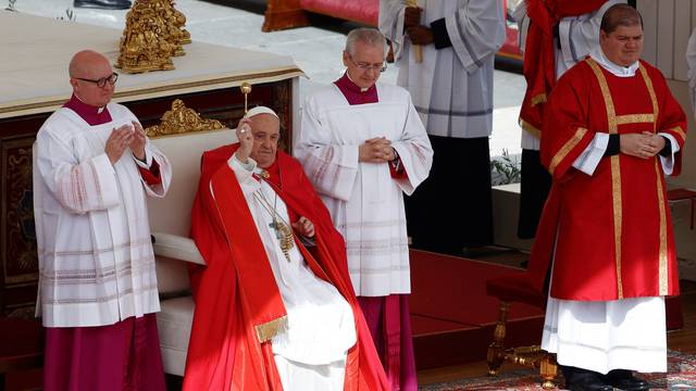 Pope Francis attends Palm Sunday service